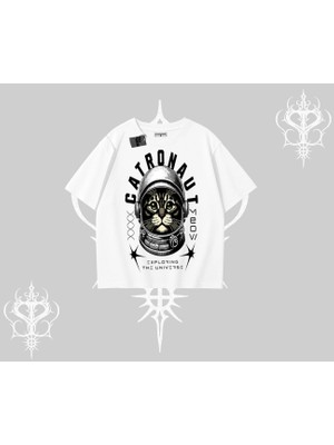 Stay Cool Kedi Baskılı Kayık Yaka Sweatshirt
