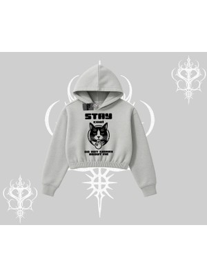 Catronaut Kedi Baskılı Kayık Yaka Sweatshirt