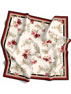 Violla Rayon Çiçek Desenli Bordo Renkli 90X90 Eşarp (Ipek Içermez) Dikim Şekli : El Dikişi