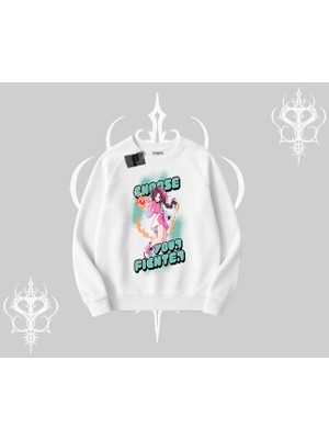 Biskilet Sweatshirt Oversize  Anime Kız Desenli Japon Stil