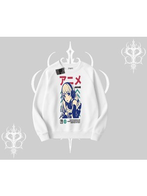 Biskilet Sweatshirt Anime Kız Desenli Japon Tarzı