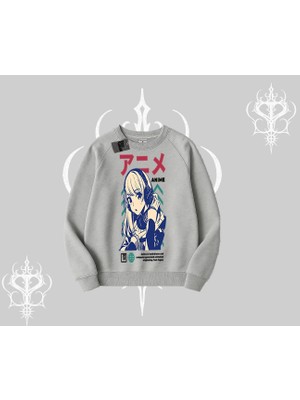 Biskilet Sweatshirt Anime Kız Desenli Japon Tarzı