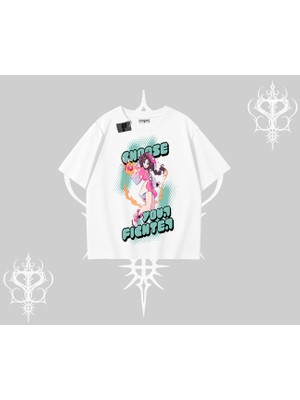 Oversize Tshirt Oversize  Anime Kız Desenli Japon Stil