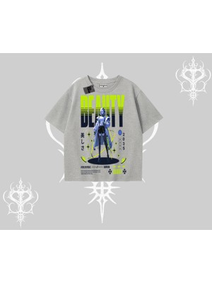 Oversize Tshirt Anime Unity Neon Detaylı Grafik Baskılı