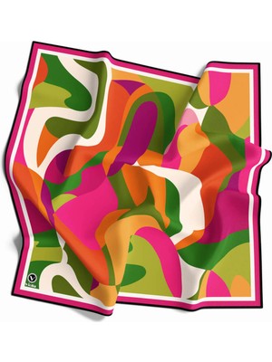 Violla Twill Sulu Boyalı Çiçek Desenli Fuşya Renkli 90X90 Eşarp (Ipek Içermez) Dikim Şekli : El Dikişi