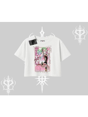 Oversize Crop Tshirt Anime Kawaii Japon Kız Desenli