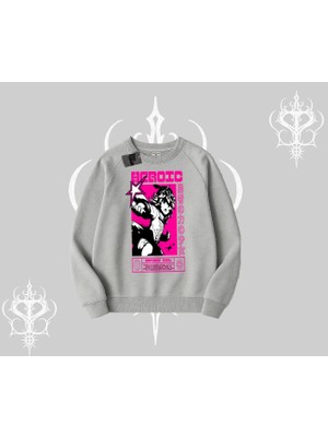 Biskilet Sweatshirt Heroic Anime Girl Japon Stil Grafik Baskılı