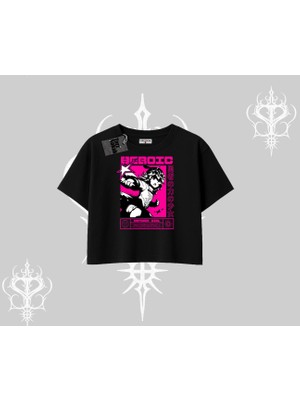 Oversize Crop Tshirt Heroic Anime Girl Japon Stil Grafik Baskılı