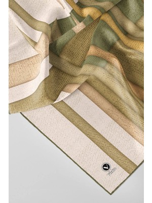 Violla Twill Renkli Şerit Desenli Haki Renkli 90X90 Eşarp (Ipek Içermez) Kenar Dikiş Şekli El Dikişli