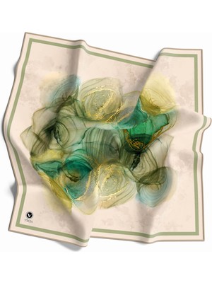 Violla Twill Helezon Batik Desenli Haki Renkli 90X90 Eşarp (Ipek Içermez) Dikim Şekli : El Dikişi