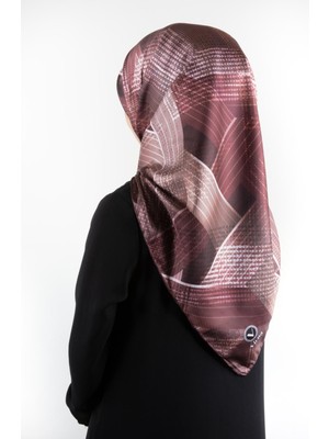 Violla Twill Dokulu Geometrik Desenli Gül Kurusu Renkli 90X90 Eşarp (Ipek Içermez) Kenar Dikiş Şekli El Dik