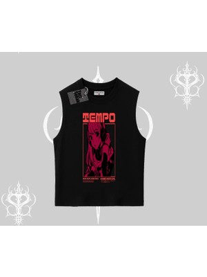 Kolsuz Tshirt Anime Waifu Kırmızı Grafik Desenli