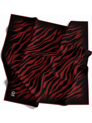 Violla Twill Zebra Desenli Bordo Renkli 90X90 Eşarp (Ipek Içermez) Dikim Şekli : El Dikişi