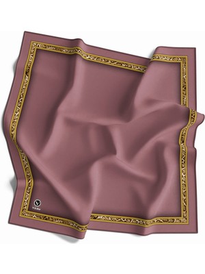 Violla Twill Çizgili Bordür Leopar Desenli Pudra Renkli 90X90 Eşarp (Ipek Içermez)