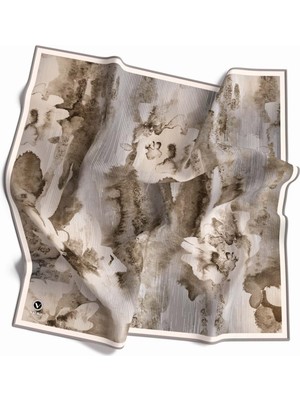 Violla Twill Batik Desenli Gri Renkli 90X90 Eşarp (Ipek Içermez) Dikim Şekli : El Dikişi