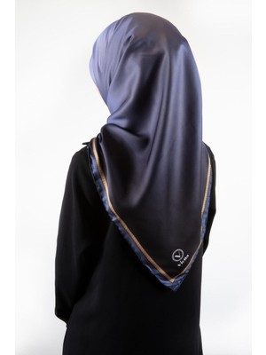 Violla Twill Degrade Desenli Indigo Renkli 90X90 Eşarp (Ipek Içermez) Kenar Dikiş Şekli El Dikişli