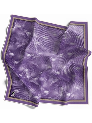 Violla Twill Batik Desenli Mor Renkli 90X90 Eşarp (Ipek Içermez) Kenar Dikiş Şekli El Dikişli