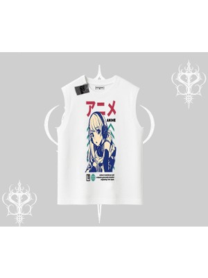 Kolsuz Tshirt Anime Kız Desenli Japon Tarzı