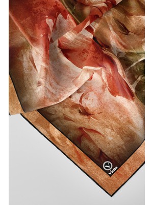 Violla Twill Sulu Boyalı Çiçek Desenli Bordo Renkli 90X90 Eşarp (Ipek Içermez) Kenar Dikiş Şekli El Dikişli