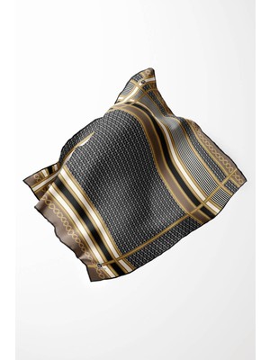 Violla Twil Geometrik Desenli Bej Renkli 90X90 Eşarp (Ipek Içermez) Dikim Şekli : El Dikişi