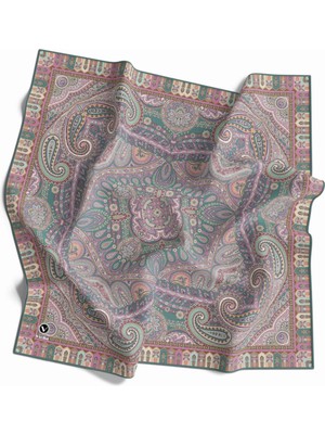 Violla Kristal Şal Desenli Mint Yeşili Renkli 90X90 Eşarp (Ipek Içermez) Dikim Şekli : El Dikişi