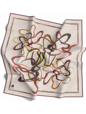 Violla Twill Çizgili Geometrik Desenli Gül Kurusu Renkli 90X90 Eşarp (Ipek Içermez) Kenar Dikiş Şekli El Di