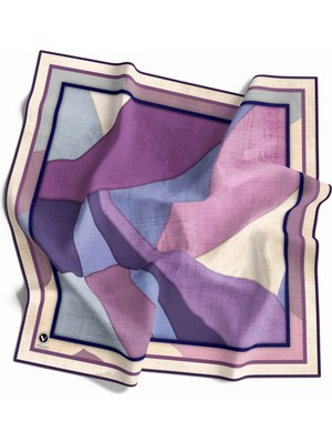 Violla Twill Geometrik Desenli Mor Renkli 90X90 Eşarp (Ipek Içermez) Kenar Dikiş Şekli El Dikişli