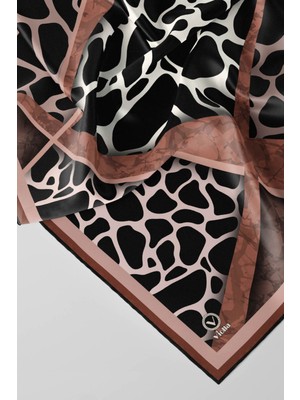 Violla Twill Taş Desenli Bakır Renkli 90X90 Eşarp (Ipek Içermez)Kenar Dikiş Şekli El Dikişli