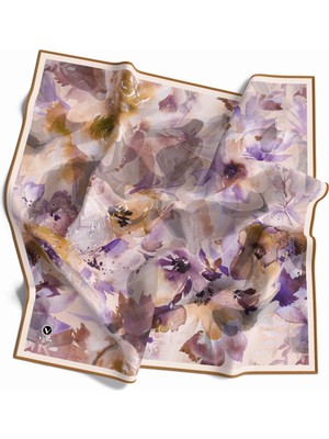 Violla Rayon Çiçek Desenli Hardal Renkli 90X90 Eşarp (Ipek Içermez) Dikim Şekli : El Dikişi
