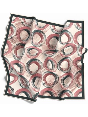 Violla Twill Geometrik Fırça Darbesi Desenli Pudra Renkli 90X90 Eşarp (Ipek Içermez) Kenar Dikiş Şekli El D
