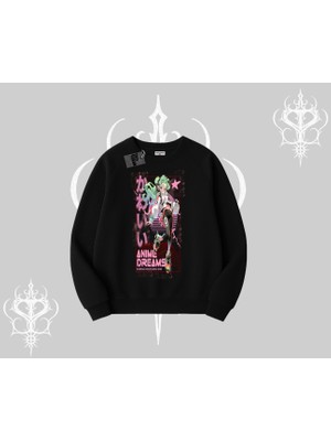 Biskilet Sweatshirt Anime Kawaii Japon Kız Desenli