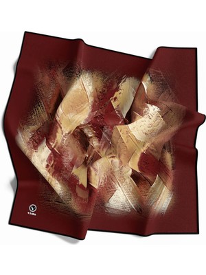 Violla Twill Fırça Efektli Desenli Bordo Renkli 90X90 Eşarp (Ipek Içermez) Kenar Dikiş Şekli El Dikişli