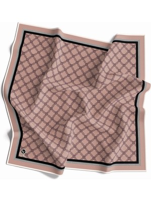 Violla Twill Minik Motifli Geometrik Desenli Pudra Renkli 90X90 Eşarp (Ipek Içermez) Dikim Şekli : El Dikiş