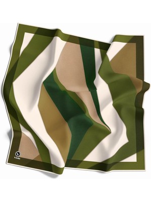 Violla Twill Geometrik Desenli Haki Renkli 90X90 Eşarp (Ipek Içermez) Dikim Şekli : El Dikişi