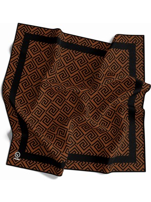 Violla Twill Minimalist Desenli Taba Renkli 90X90 Eşarp (Ipek Içermez) Kenar Dikiş Şekli El Dikişli