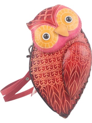 Elifeshop El Yapımı Hakiki Deri Baykuş Tasarımlı Fermuarlı Kadın Cüzdan | Bozuk Para Kart Anahtar Çantası Md 4