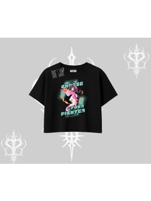 Oversize Crop Tshirt Oversize  Anime Kız Desenli Japon Stil