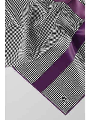 Violla Twill Kazayaklı Şerit Desenli Mor Renkli 90X90 Eşarp (Ipek Içermez) Dikim Şekli : El Dikişi