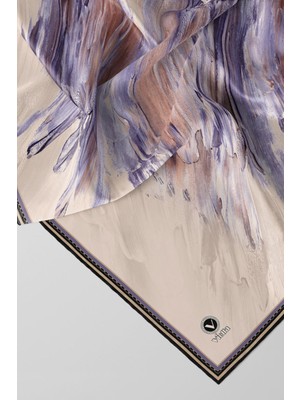 Violla Twill Fırça Darbesi Desenli Lila Renkli 90X90 Eşarp (Ipek Içermez) Dikim Şekli : El Dikişi
