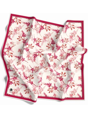 Violla Twill Bahar Dalı Desenli Lacivert Renkli 90X90 Eşarp (Ipek Içermez) Kenar Dikiş Şekli El Dikişli