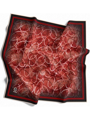 Violla Kristal Geometrik Desenli Kırmızı Renkli 90X90 Eşarp (Ipek Içermez) Kenar Dikiş Şekli El Dikişli