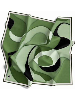 Violla Twill Dalga Desenli Zümrüt Yeşili Renkli 90X90 Eşarp (Ipek Içermez)
