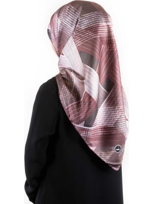 Violla Twill Dokulu Geometrik Desenli Pudra Renkli 90X90 Eşarp (Ipek Içermez) Kenar Dikiş Şekli El Dikişli