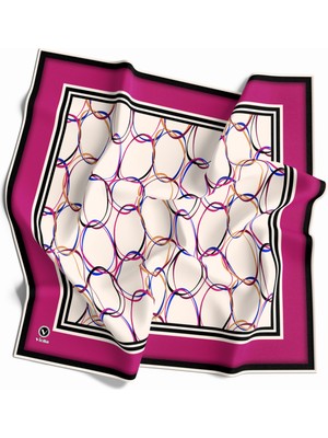 Violla Twill Halka Desenli Fuşya Renkli 90X90 Eşarp (Ipek Içermez) Kenar Dikiş Şekli El Dikişli