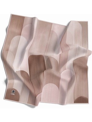 Violla Twill Geometrik Desenli Bej Renkli 90X90 Eşarp (Ipek Içermez) Kenar Dikiş Şekli El Dikişli