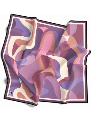 Violla Twill Sulu Boyalı Çiçek Desenli Lila Renkli 90X90 Eşarp (Ipek Içermez) Dikim Şekli : El Dikişi