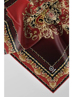 Violla Twill Barok Desenli Bordo Renkli 90X90 Eşarp (Ipek Içermez) Dikim Şekli : El Dikişi