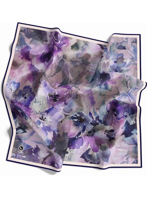 Violla Rayon Çiçek Desenli Lacivert Renkli 90X90 Eşarp (Ipek Içermez) Dikim Şekli : El Dikişi