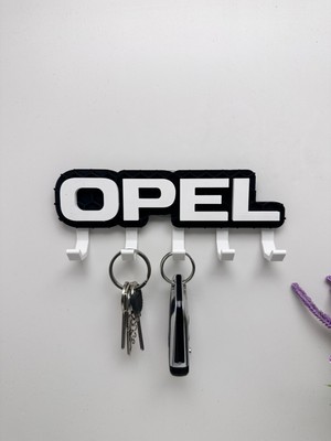 3dpazarıcom 3D Baskı Dekoratif Opel Model Tasarımlı Beyaz Renk Anahtar Askılığı