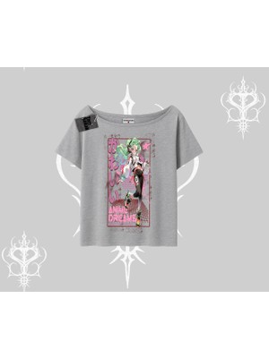 Kayık Yaka Tshirt Anime Kawaii Japon Kız Desenli